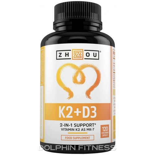 Zhou Vitamin D3 K2 120 Vegetarian Capsules