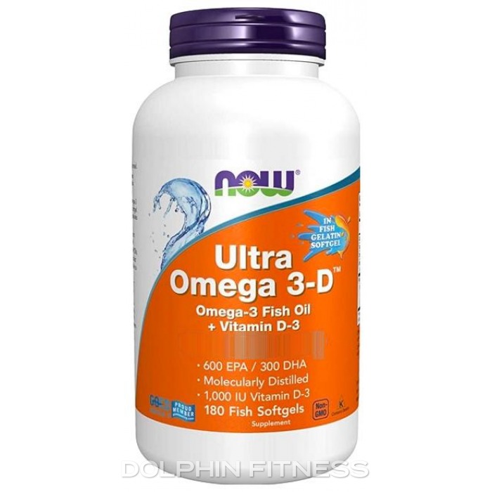 NOW Ultra Omega 3-D with Vitamin D-3 (180 Fish Gelatin Softgels)