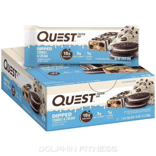 Quest Nutrition Dipped Cookies & Cream Protein Bar 12 Bars