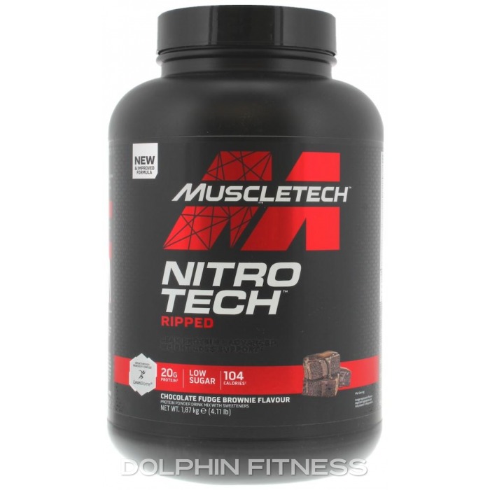 Nitro Tech Ripped Whey Protein Powder Chocolate Fudge Brownie - Chocolate Fudge Brownie Flavour flavor protein powder by MuscleTech
