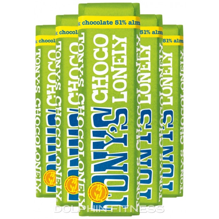 Tony's Chocolonely 51% Cocoa Vegan Bar (35 x 47g) Dark Almond Sea Salt
