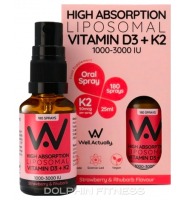 Well Actually Liposomal Vitamin D3 + K2 (25 ml) Strawberry & Rhubarb