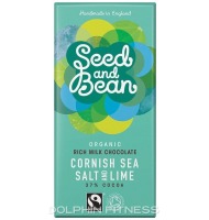 Seed & Bean Organic Rich Milk Chocolate Cornish Sea Salt and Lime 37% Cocoa
